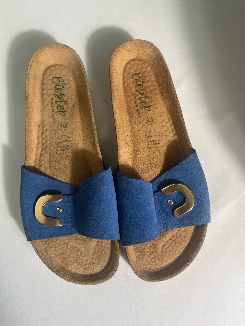BioStep Blue Comfort Slide Sandals Size‎ 40 EU Footbed Casual Summer Shoes